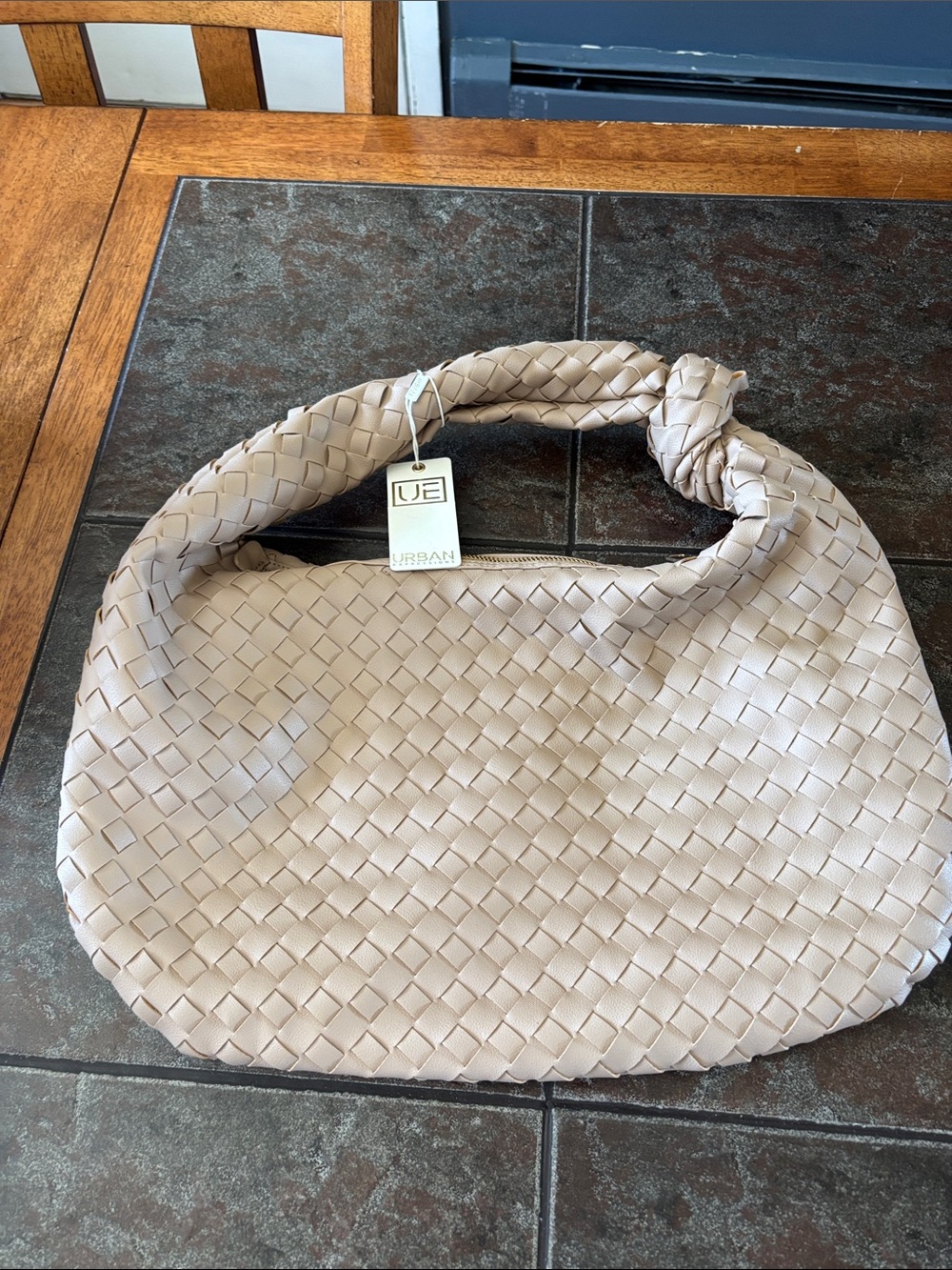 Urban Expressions Taupe Woven Knot-Handle Hobo